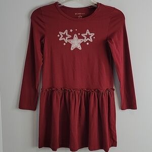 BCBG Girls Burgundy Red Dress Silver Stars Large